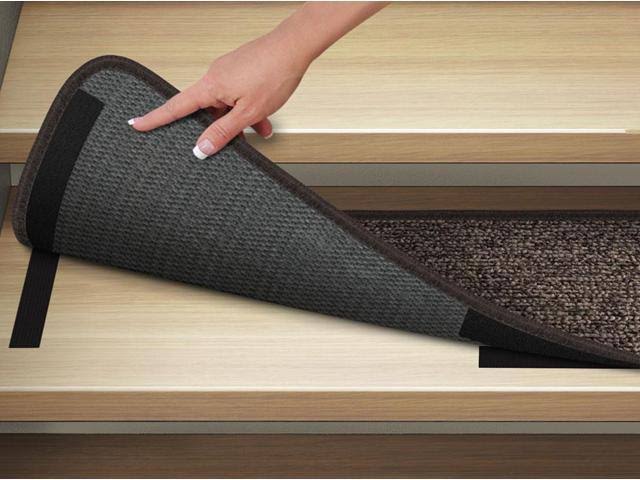 Set of 12 Attachable Indoor Carpet Stair Treads - Pebble Gray - 8 in. x 23.5 in.