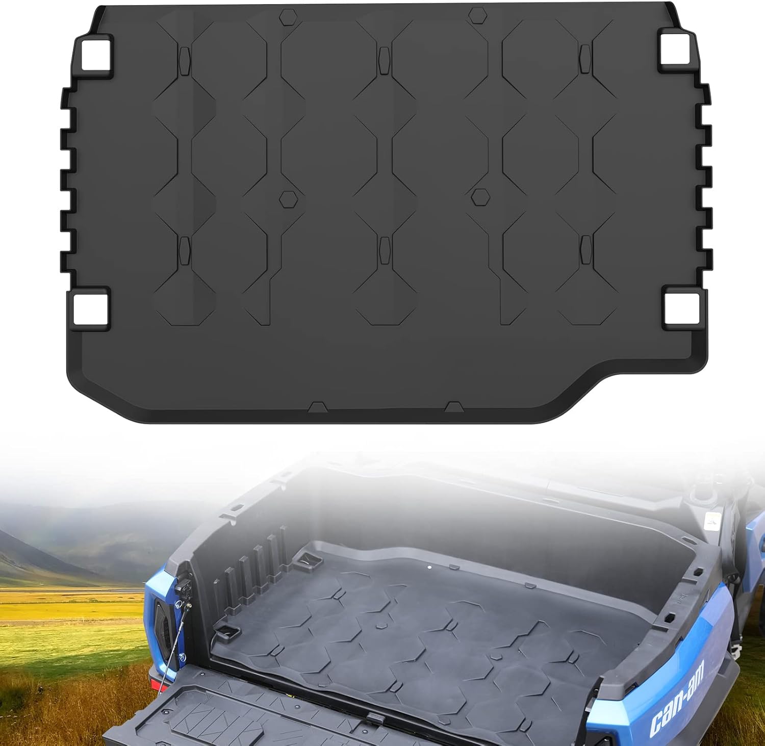 A & UTV PRO Cargo Bed Mat Liner for 2021 2022 Can am Commander MAX DPS XT XT-R , TPE Rubber Rear Back Bed Mat All Weather Protection Slush Accessories ,Black