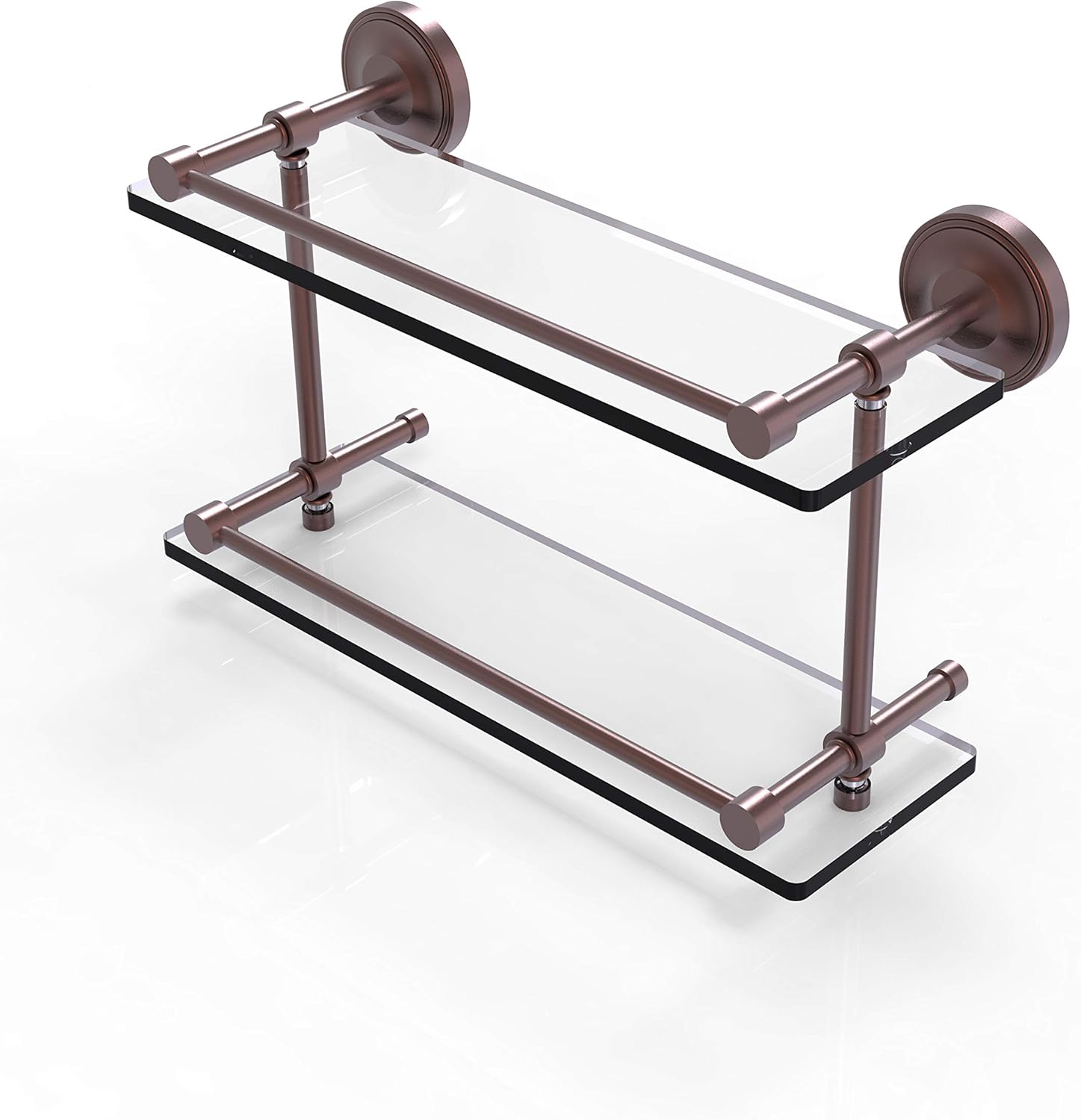 Allied Brass PRBP-2/22-GAL-BKM Prbp 2 Gal Prestige Regal Inch Double Gallery Rail Glass Shelf, 22 Inch, Matte Black