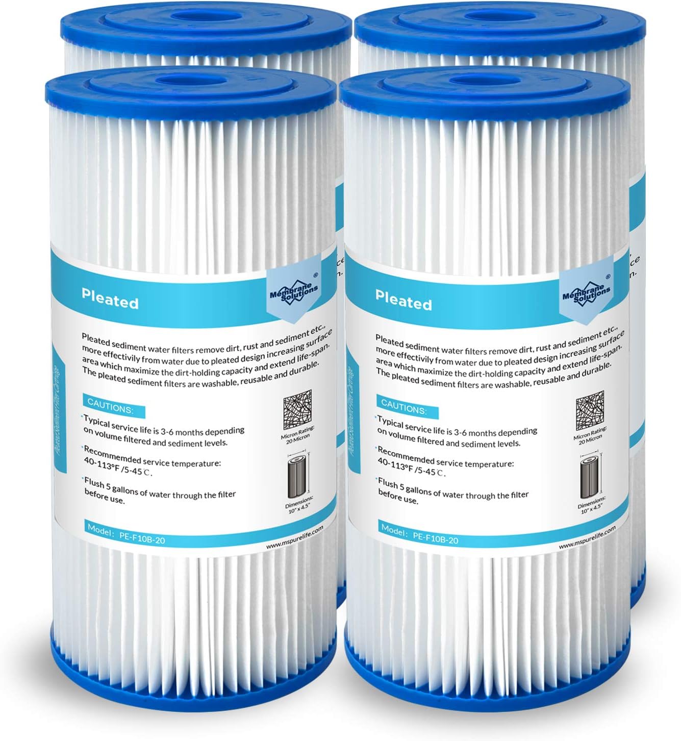 Membrane Solutions 20 Micron Pleated Water Filter Home 10