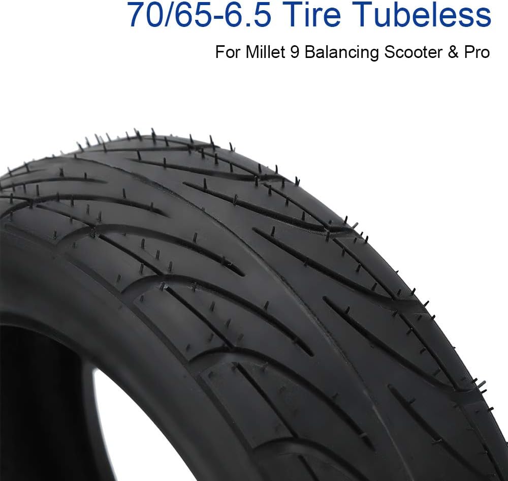 Keenso 70/65-6.5 Tire Tubeless, 255 X 70 Shockproof Lightweight Rubber Scooter Tire 70 65 6.5 Tubeless for Millet 9 Balancing Scooter & Pro Pack of 2