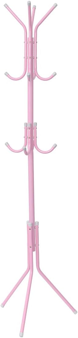 Cabilock Metal Hall Tree Coat Hat Rack Coat Rack Coat Tree Hat Hanger Holder with 12 Hooks (Pink) Pack of 2