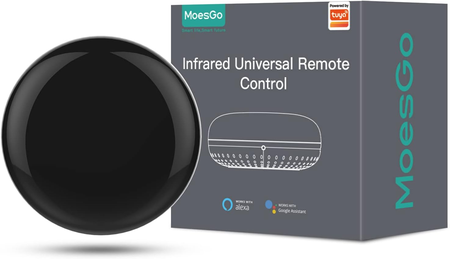 MoesGo WiFi RF IR Universal Remote Controller TV Air Conditioning Smart Home Blaster Infrared RF Appliances Tuya/Smart Life App,Voice Control Alexa Google Home Pack of 2