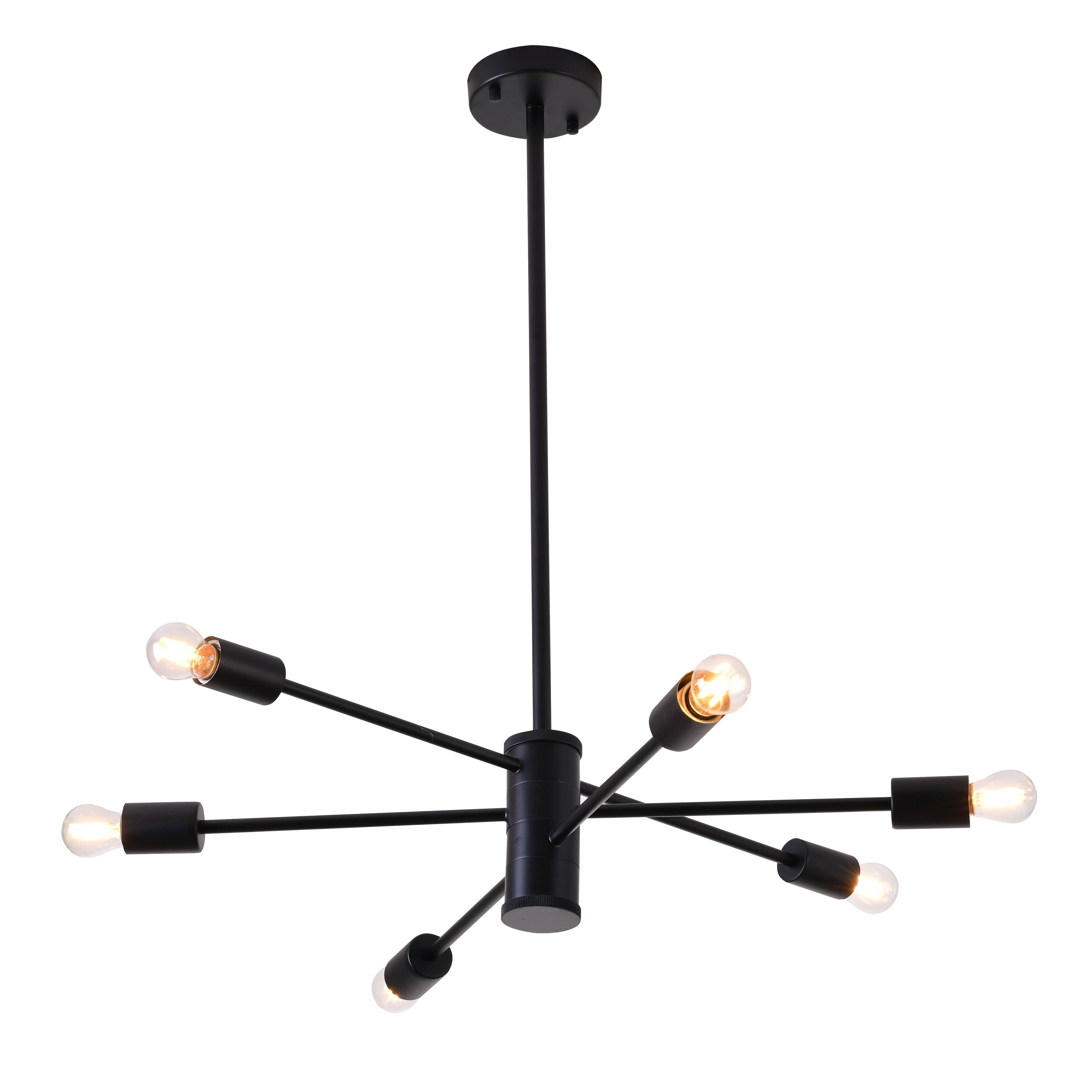 Bethel International DU77C27BLK Canada 6 Light 27 inch Matte Black Chandelier Ceiling Light