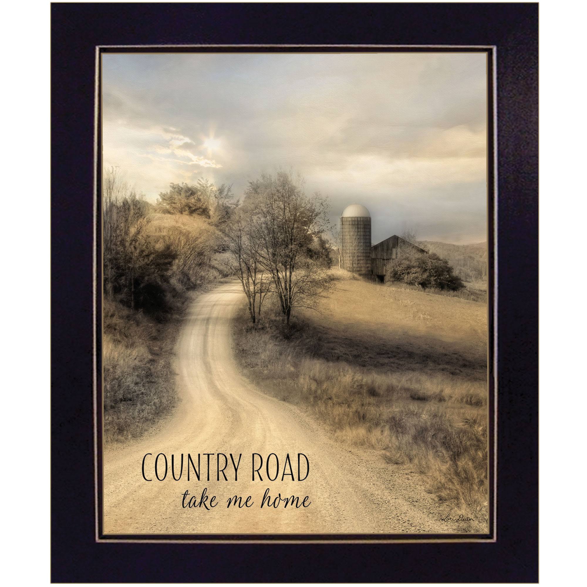 Country Road Take Me by Lori Deiter, Ready to Hang Framed Print, Black