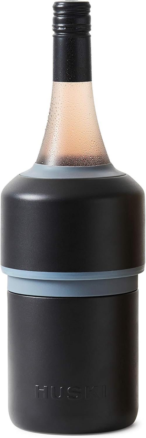 Huski Wine Cooler | Premium Iceless Wine Chiller | Keeps Wine Cold up to 6 Hours | Award Winning Design | New Wine Accessory | Fits Some Champagne Bottles | Perfect Gift for Wine Lovers (Stainless) Pack of 2
