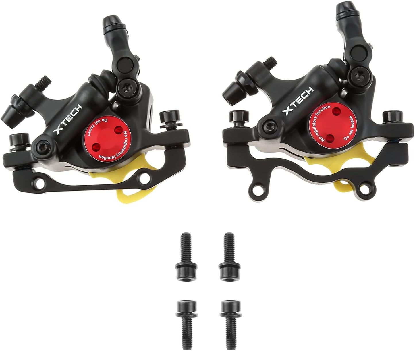 PETCHOR HB-100 Line Pulling Hydraulic Disc Brake Calipers，Mechanical Disc Brakes for MTB, Mountain Bike, E-Bike and Electric Bike 2PCS Front/Rear Black/Red/Gold Pack of 2