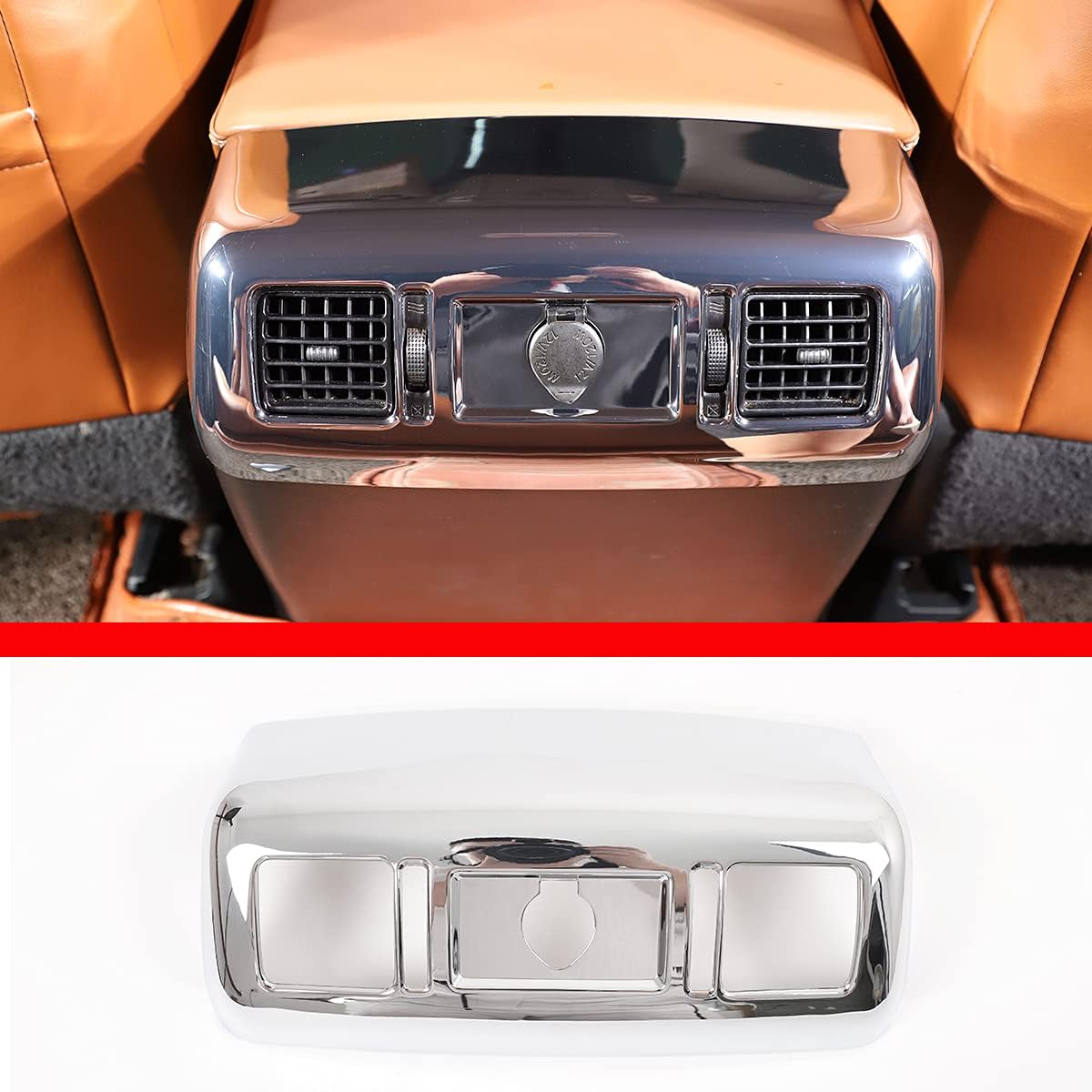 LLKUANG ABS Rear Central Armrest Air Conditioning Vent Decorative Frame for Toyota Tundra 2007-2021 Air Outlet Cover Trim Car Accessories (Red)