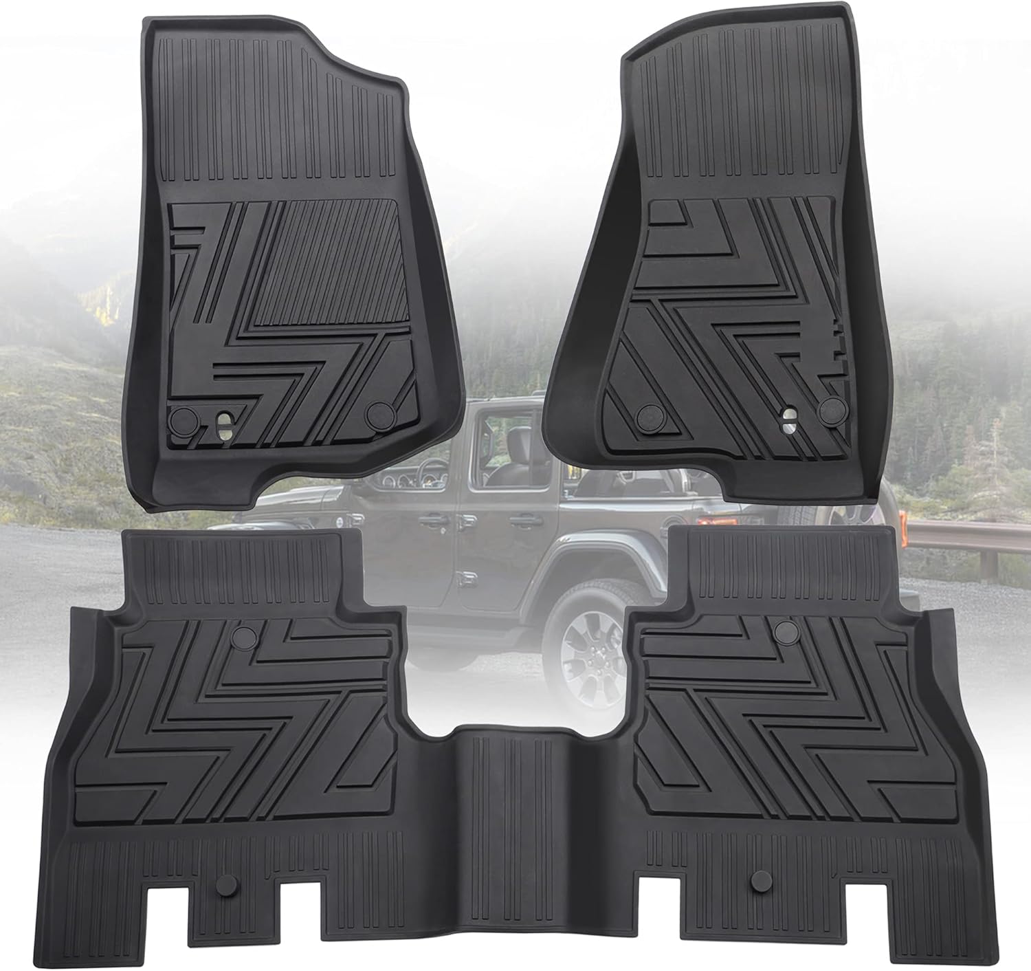 curple Floor Mats Compatible for 2018-2021 Wrangler JL Unlimited 4-Door(Not for JK),Black TPE All Weather Protective Floor mats, Full Set of Front and Rear Floor mats