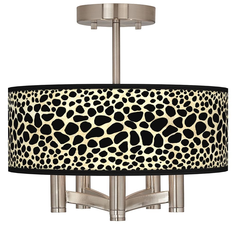 Giclee Glow Leopard Ava 5-Light Nickel Ceiling Light, Black