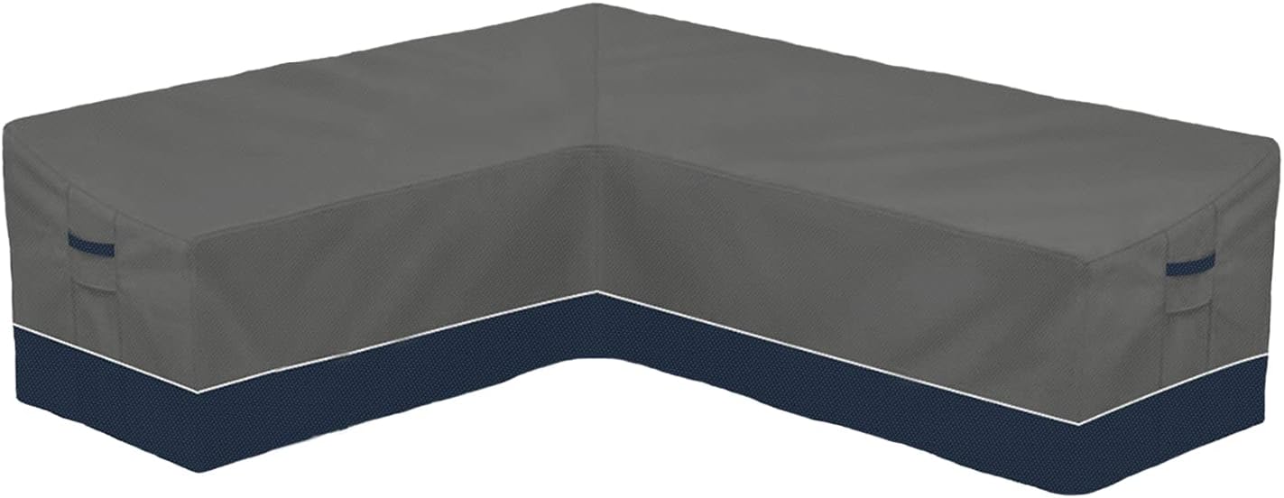 SOFW Outdoor Sectional L Shaped Sofa Cover,83 x 104 inch Outdoor Sectional Cover,600D Oxford Fabric Outdoor Waterproof Sectional Couch Cover,Left Facing, Gray Blue