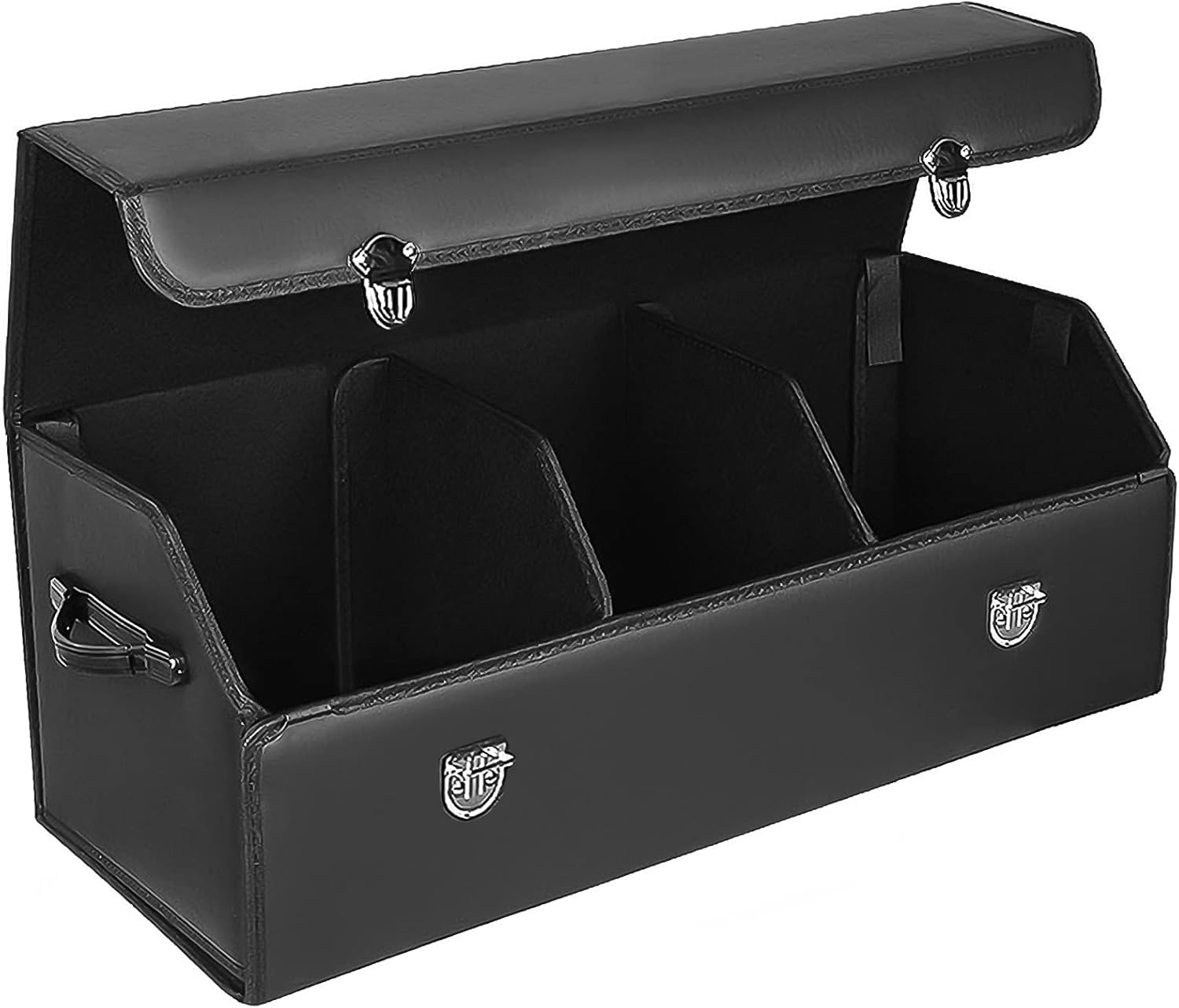 Car trunk organizer，Trunk organizers and storage suv，29.5x12.2x11.5 inches，CollapsibleMulti Compartment Waterproof Car Storage Organizerr (Black) Pack of 2