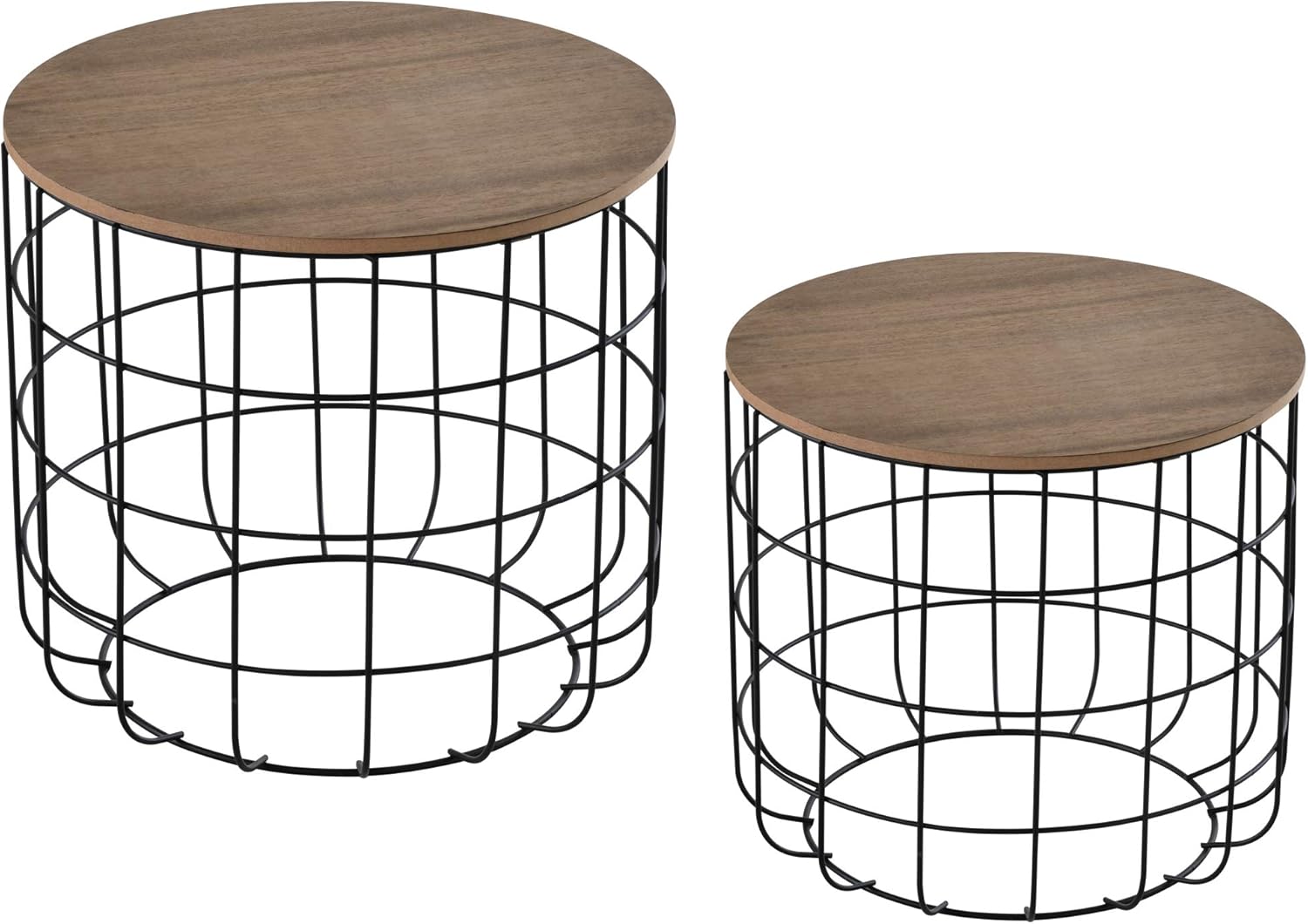 HomCom 2 Piece Tea Table Set with a Retro Industrial Style, Extra Storage Space Underneath, & Multipurpose Use Pack of 2