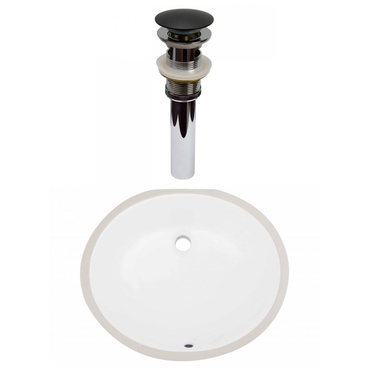American Imaginations AI-31771 19.25 in. CUPC Oval Undermount Sink Set in White - Black Hardware