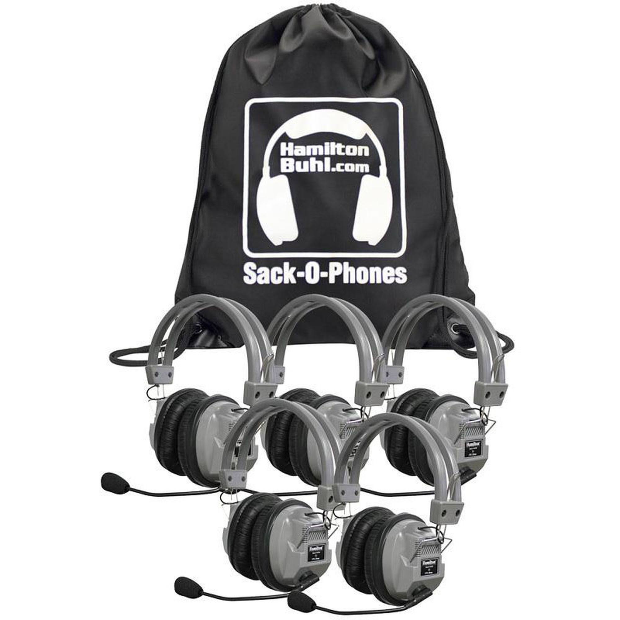 Hamilton Buhl Sack-O-Phones, 5 HA7M Deluxe Headphones w/ Mic in A Carry Bag