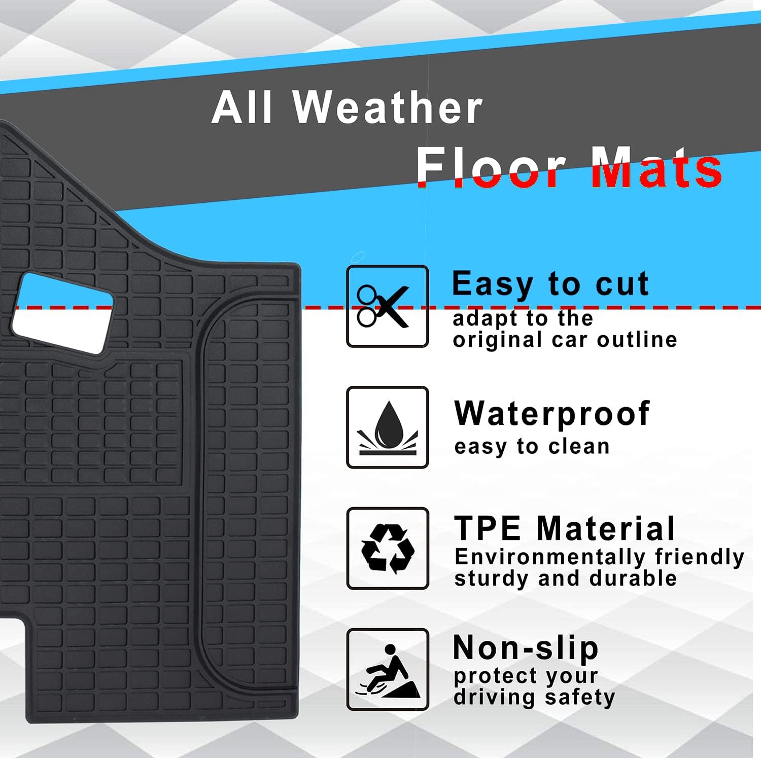 Floor Mats Compatible with Kenworth T680 T880 W990S / Peterbilt 579 567 SHINJEW Truck Floor Rubber Mats Cargo Liners for Kenworth Accessories All-Weather Guard Heavy Duty Includes 3PCS Set