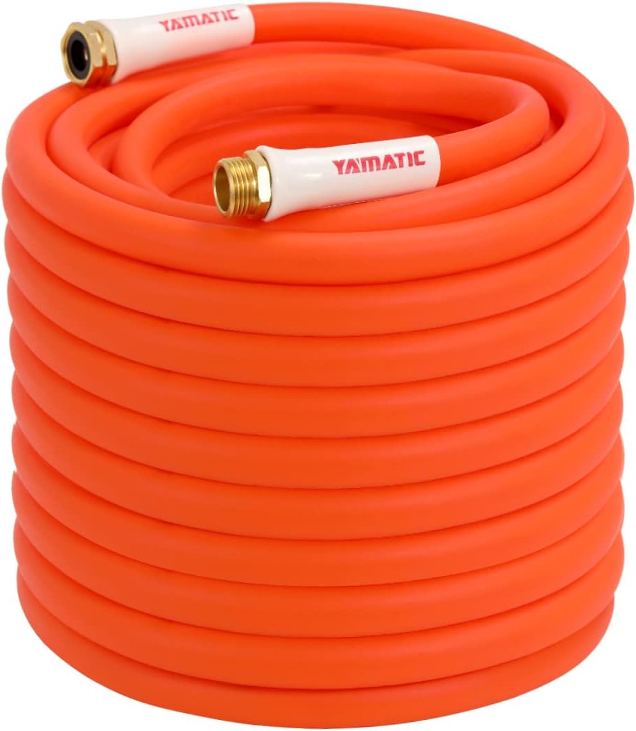 YAMATIC Kink Resistant Garden Hose 5/8 in x 100 ft, Heavy Duty water hose, Drinking Water Safe, Super Flexible, Lightweight Pack of 2