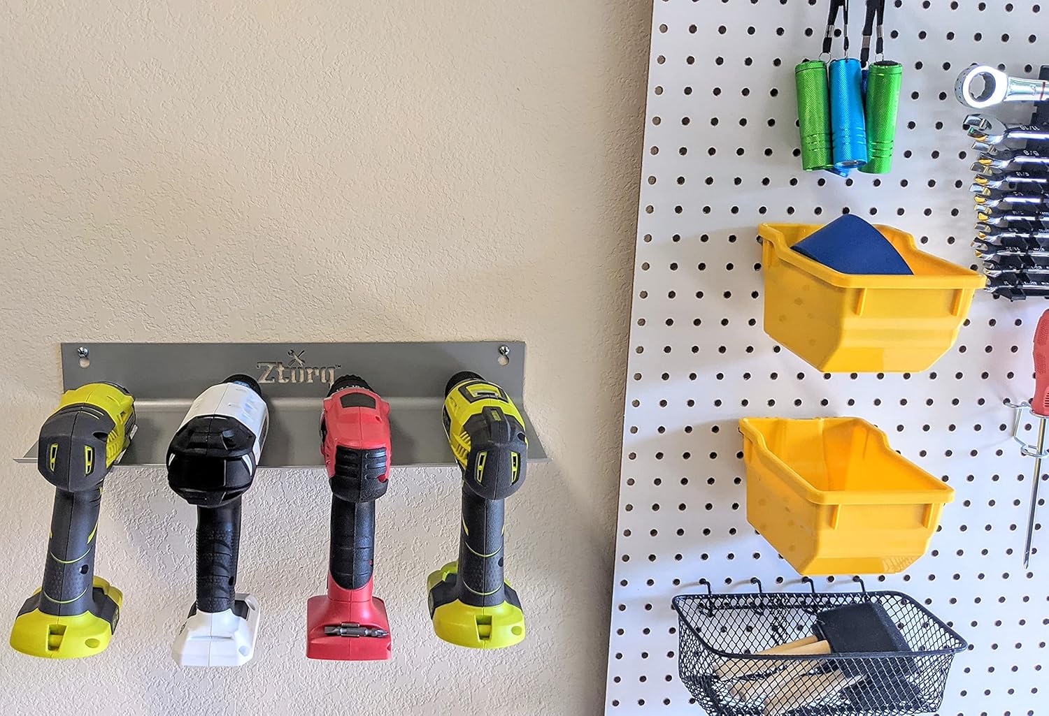 Ztorq Cordless Drill Tool Organizer - Drill Holder Storage Wall Mount Rack to optimize Garage Organization and Power Tool Storage