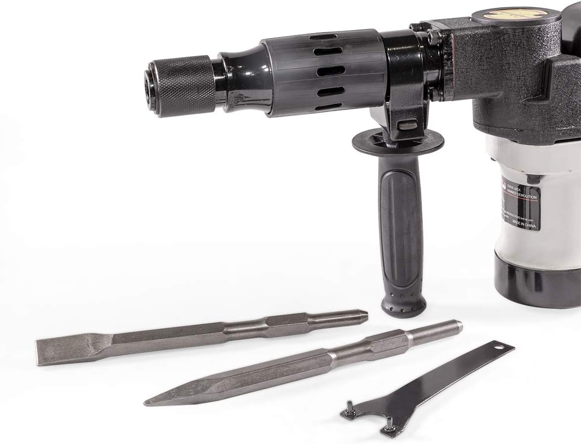 XtremepowerUS Demolition Electric Hammer Jack Hammer Handle 1000W Concrete Breaker Flat and Point Chisel Bits with Case