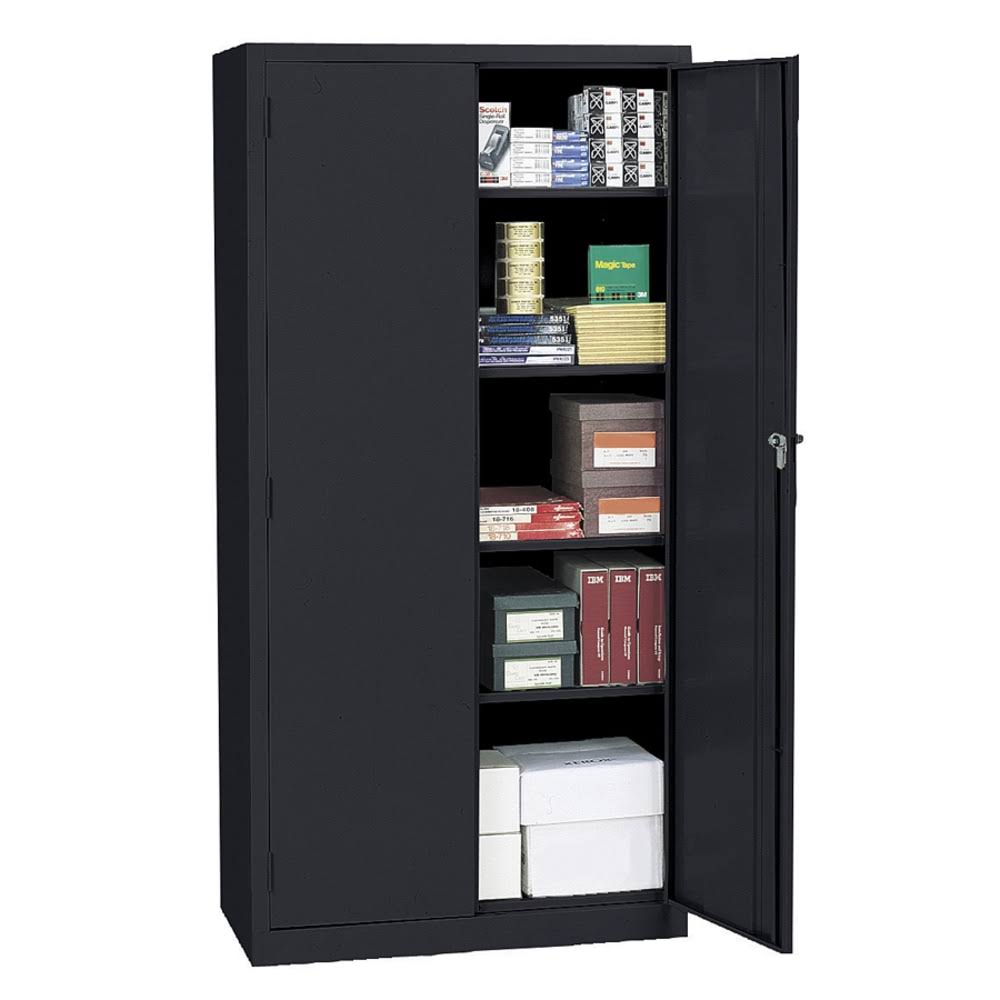 Realspace Steel Storage Cabinet, 5 Shelves, 72x22H x 36x22W x 18x22D, Black