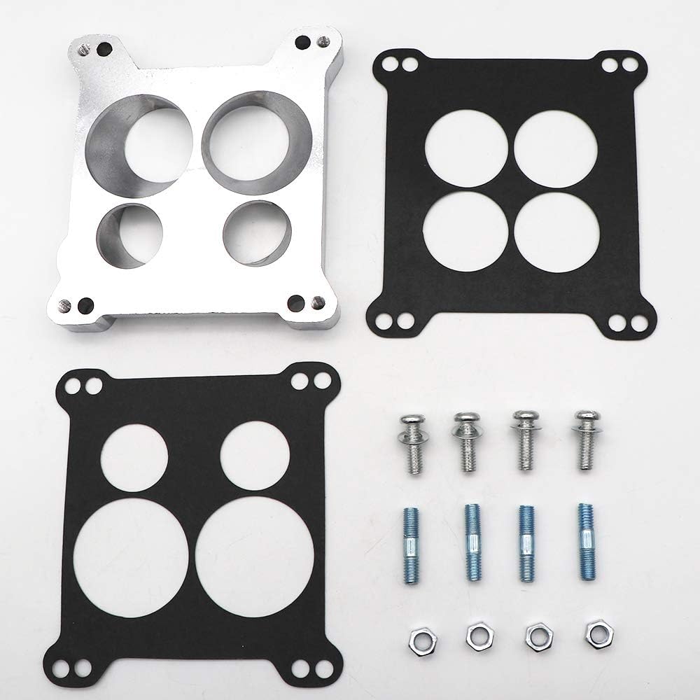 KIPA Carburetor Adapter Manifold 2696 Four-Hole Square-Bore to Spread-Bore Replace for Quadrajet Thermo-Quad Manifolds, 0.850 in. Thickness