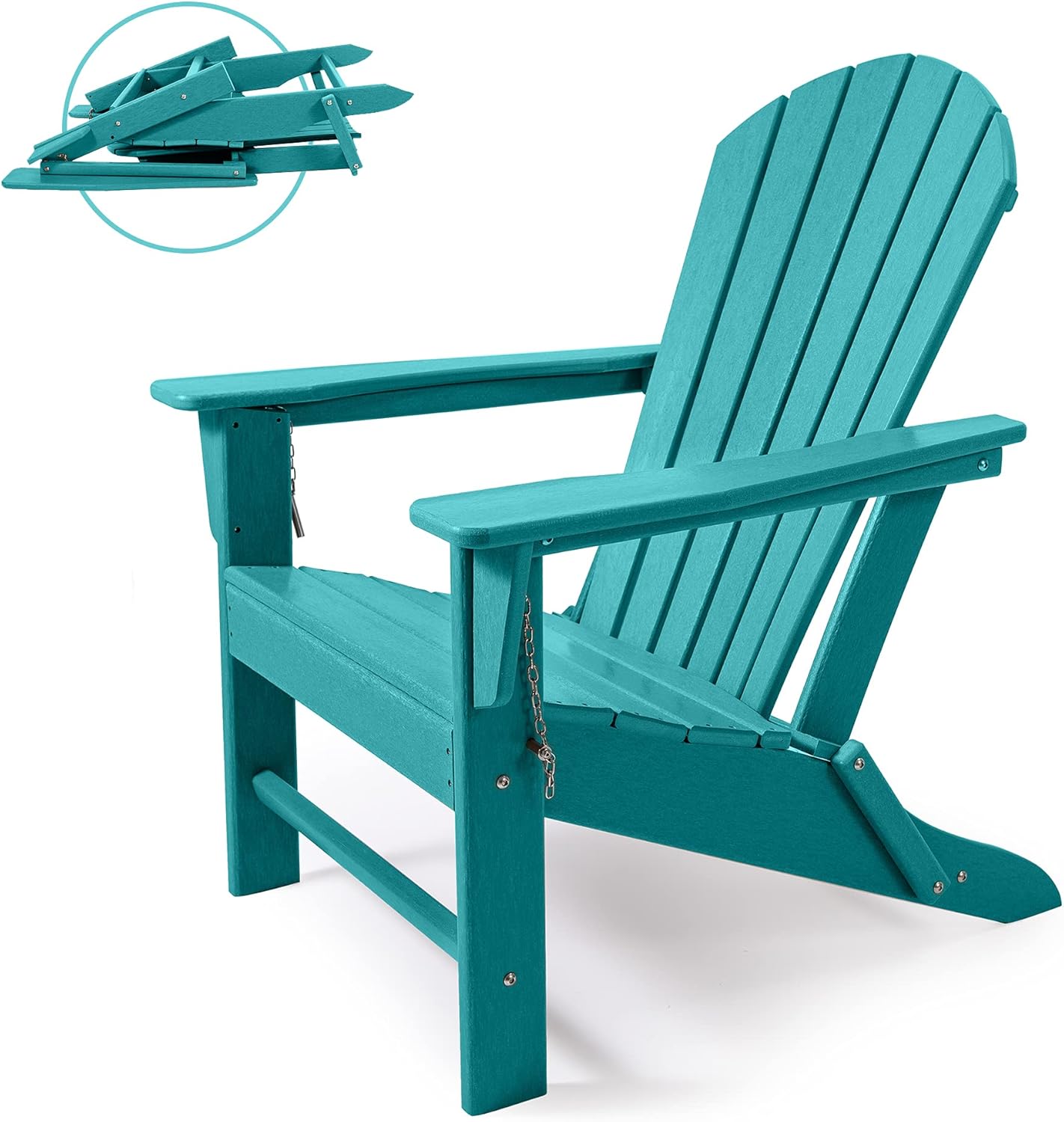 ASTEROUTDOOR Outdoor Folding Plastic Adirondack Chair with Weather Resistant & Easy Maintenance for Patio, Deck, Garden, Backyard, Beach, Pool and Fire Pit, Blue