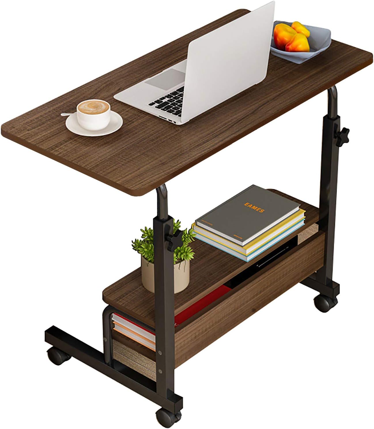 Computer-Desk Office-Desk, Small-Folding Gaming-Laptop Home-Office Desks for Small Spaces, Writing Study Desk Table with Storage for Home Bedroom, Adjustable Height 32&times;16&times;23-36 inches (Black)