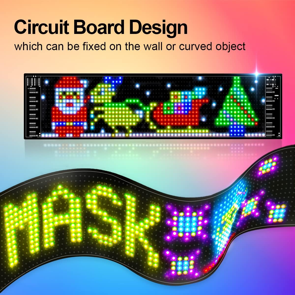 USB LED Color Sign, GOTUS Bluetooth Scrolling Message Board App Control Soft Flexible led Panel with 16 X 64 Pixels Car Sign Display for Home, Car, Store, Advertising(14.6''x3.6'') Pack of 2