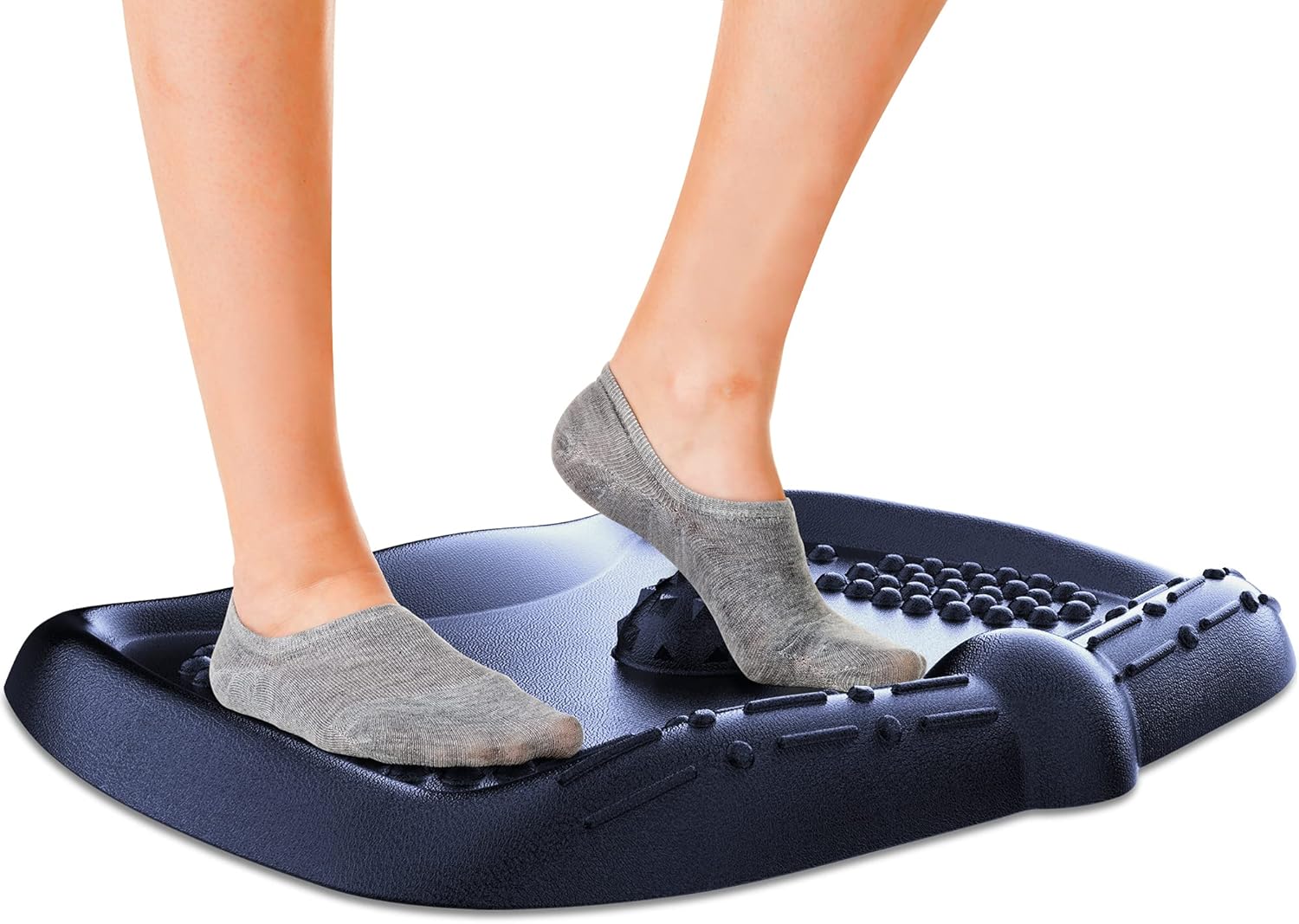 Anti-Fatigue Standing Desk Mat, QooWare Ergonomic Comfort Floor Mat with Foot Massage Ball, Non-Slip Standing Mat for Office Home Kitchen Garage, Black Desk Accessories