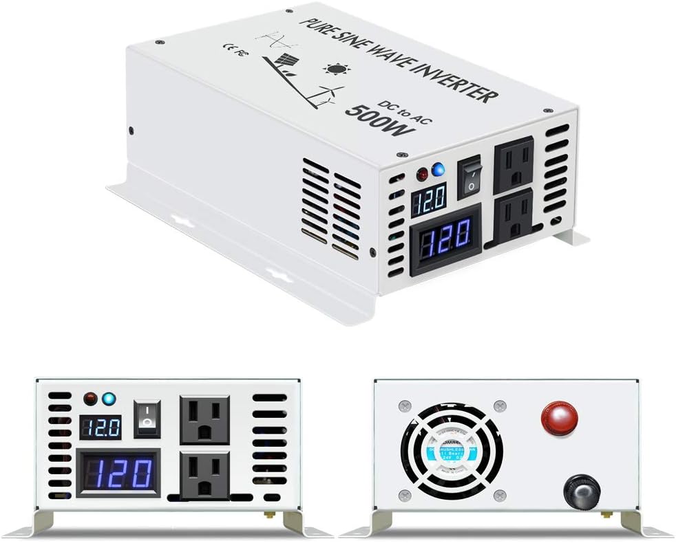 500W 12V Car Power Inverter Pure Sine Wave DC to AC Power Converter