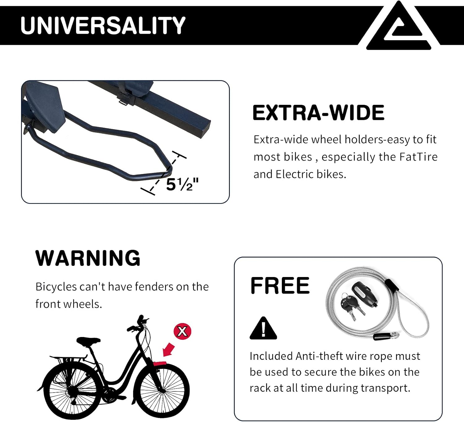 Leader Accessories Tire Clamping 2-Bike Platform Style Hitch Mount Bike Rack, Locking Tray Style Bicycle Carrier Racks Foldable Rack for Cars, Trucks, SUV and Minivans with 2