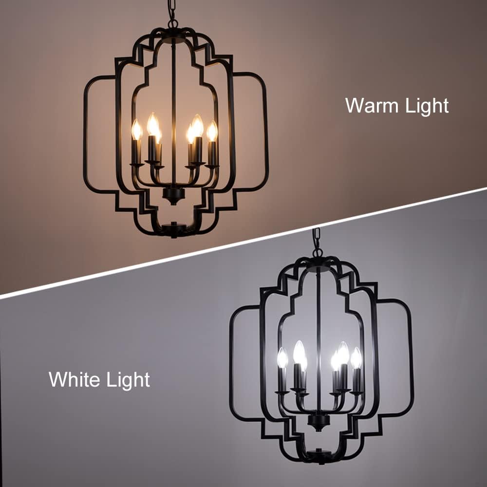 Tochic Farmhouse Chandelier Modern Light,6 Lights Orb Lantern Metal Pendant Lighting for Dining Room,Black Rustic Vintage Ceiling Light Fixture for Entryway,Kitchen Island,Hallway,Living Room,23&rdquo;W