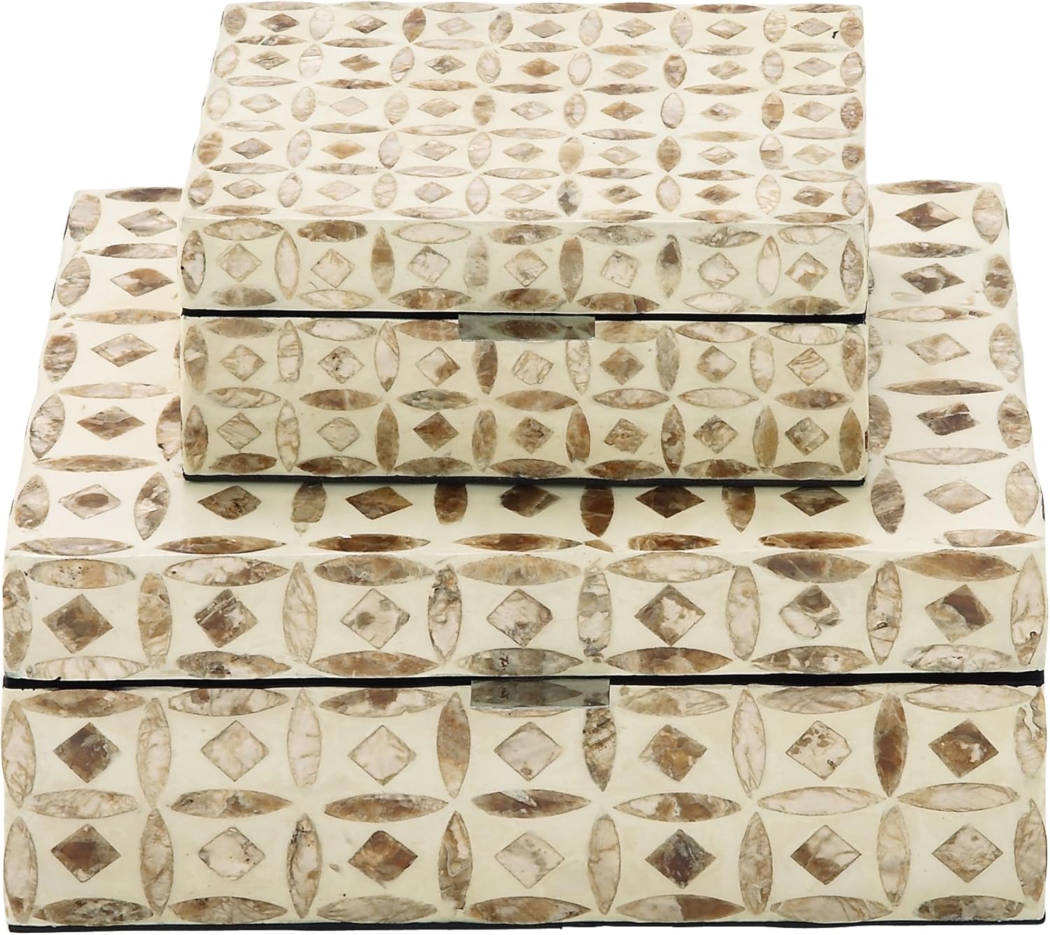 Deco 79 Wood Mop Inlay Box S/2 8