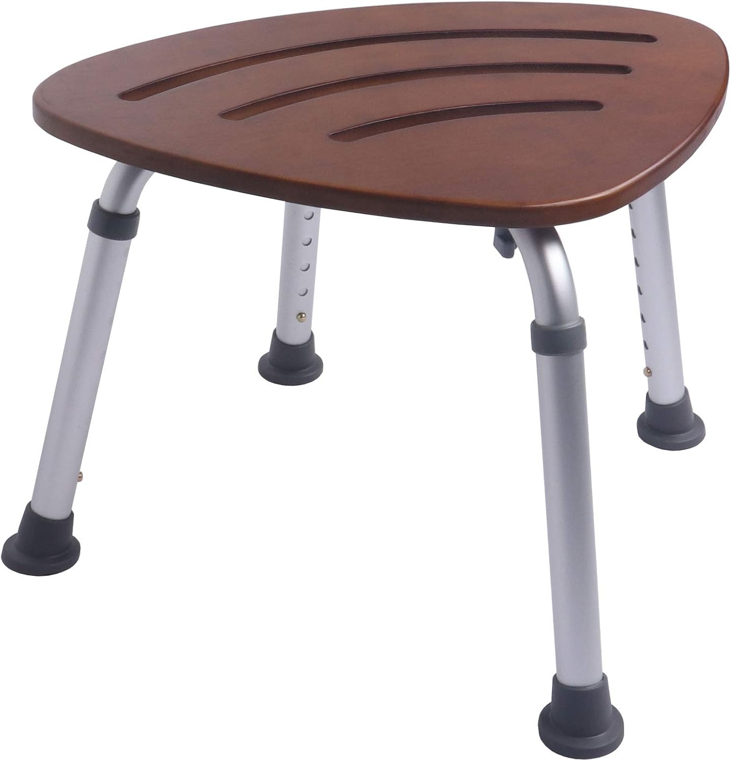 SUMGREEN Adjustable Bamboo Shower Seat, Waterproof Fanshaped Shower Stool for Elderly and Adults W/Slip-Resistant Rubber, 19.7