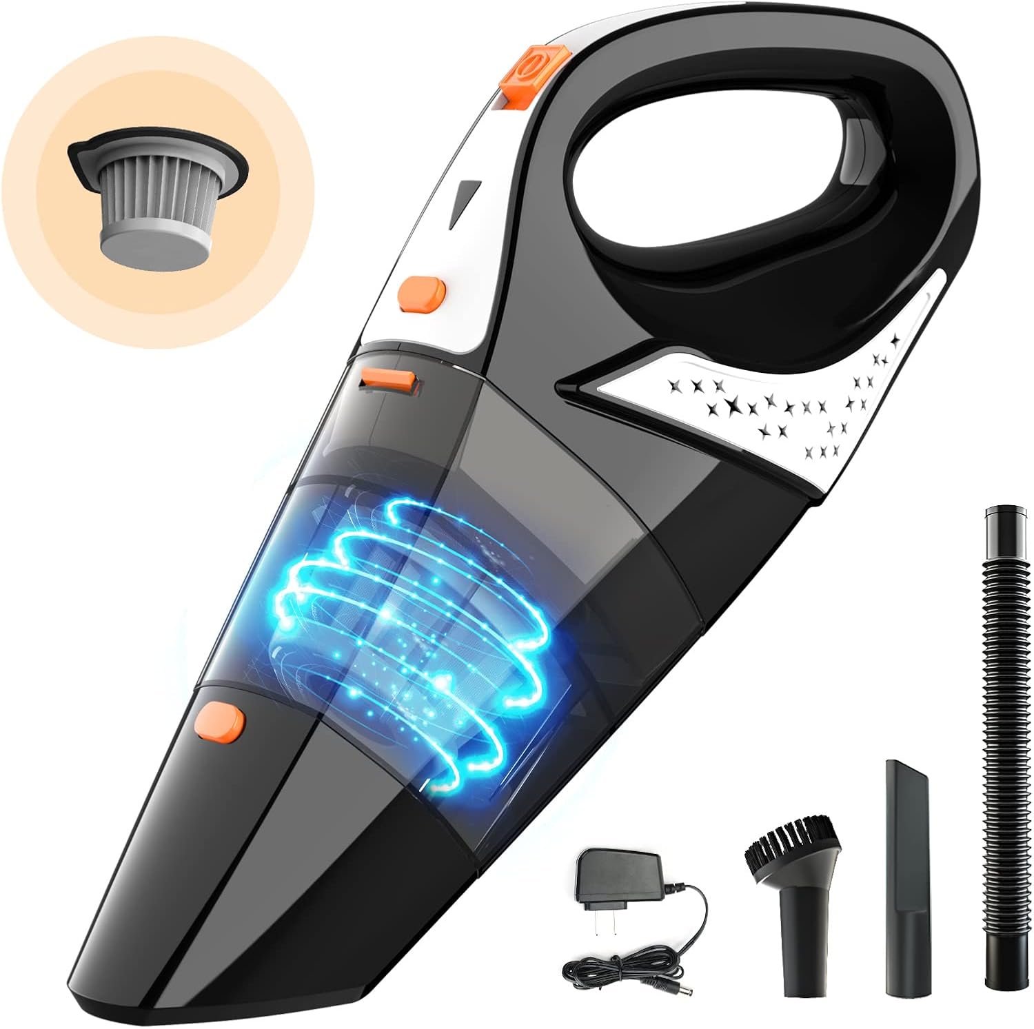 Handheld-Vacuum-Cleaner Cordless Rechargeable-Portable Strong-Suction Lightweight, 7000Pa Quick Charge Li-ion Battery Long Running Time High Power for Home/Car/Office/Pet Hair Cleaning Wet&Dry (Gold)