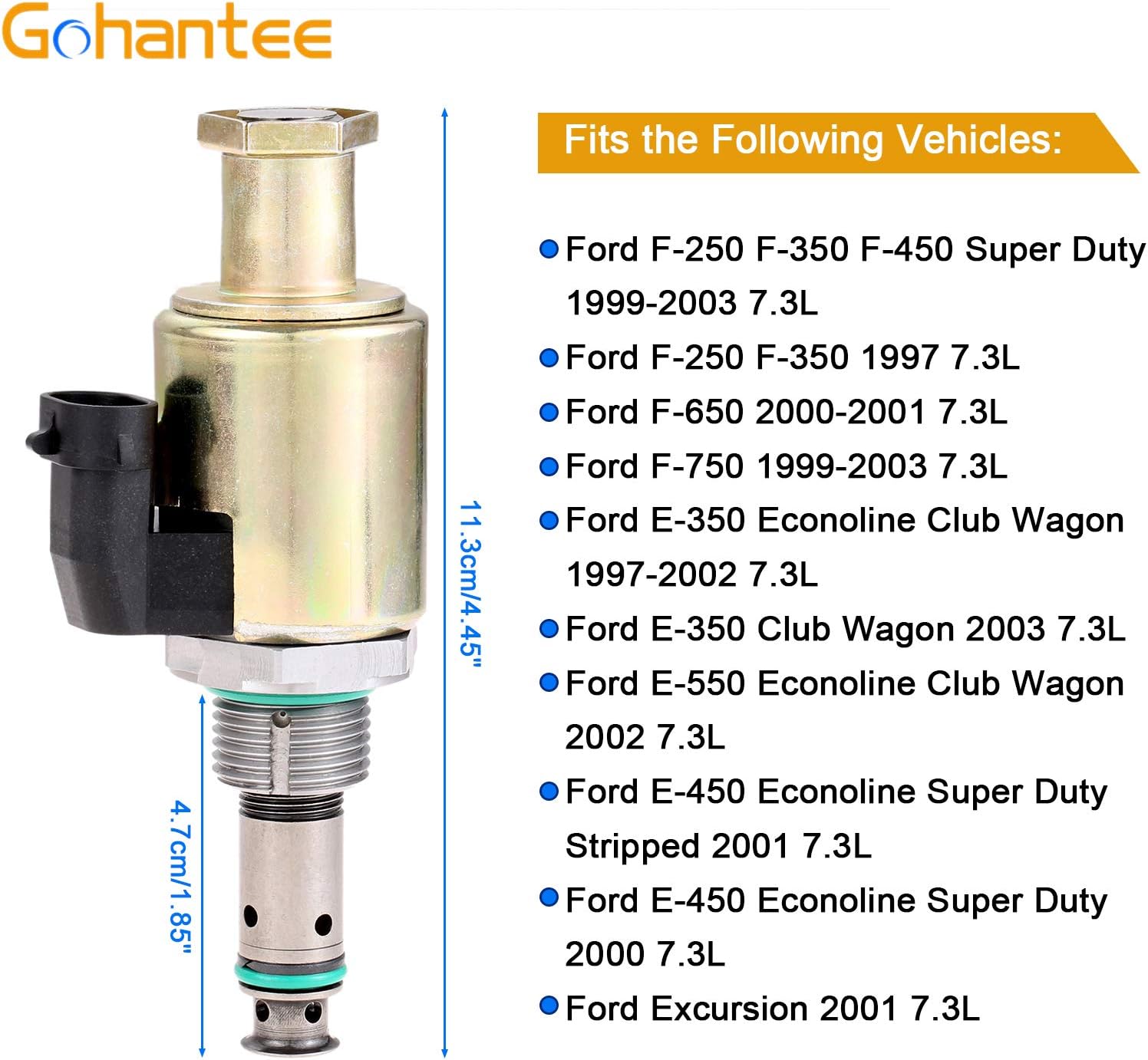 gohantee 7.3 Powerstroke Fuel Injection Pressure Regulator IPR Valve with ICP Control Sensor and Pigtail Connector Compatible with Ford F250 F350 F450 F550 F650 F750, Replace# F81A9C968AA 1829856C91