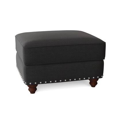 Birch Lane Landry 30x22 Rectangle Standard Ottoman Body Fabric: Sunbrella Spectrum Carbon, Nailhead Detail: Black Nickel
