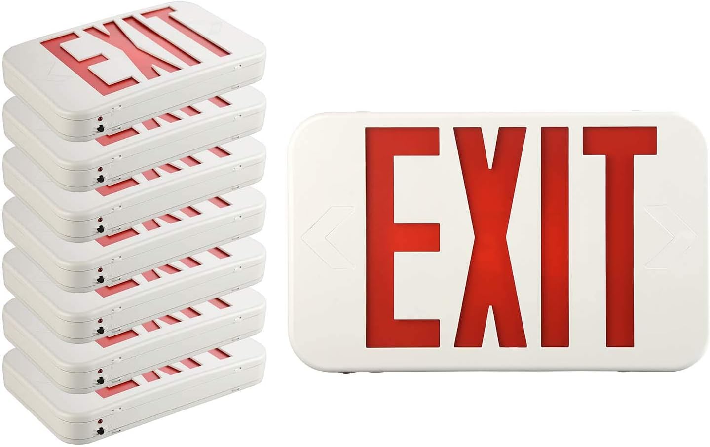 EXITLUX 8 Pack UL Certified EXIT Sign with Led Emergency Lights EXIT Signs 120-277V,Single Face Red Letters-LED Emergency Exit Light Fixtures