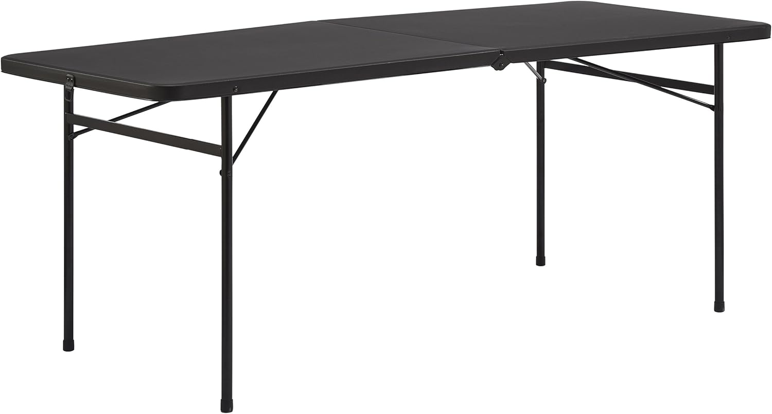 Mainstays 6 Foot Bi-Fold Plastic Folding Table, Black
