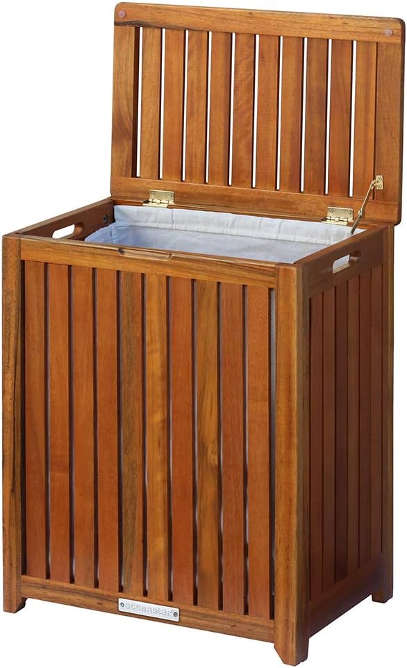 Oceanstar Solid Wood Spa Laundry Hamper 24.75 in high x 20 in Wide x 13.25 in deep Pack of 2