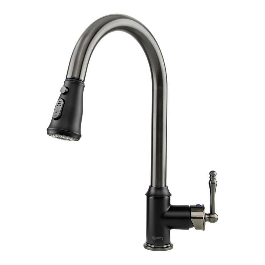 AKDY KF0014 Pull Down Single Handle Kitchen Faucet Finish: Brushed Gun Black/Matte Black