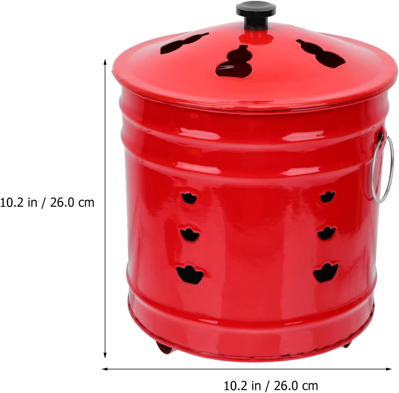Enamel Burn Barrel Incinerator Cage Fire Pit Metal Garden Fire Cage Yard Debris Burn Incinerator Bin for Paper Leaf Trash Wood Log Backyard Bonfire Red