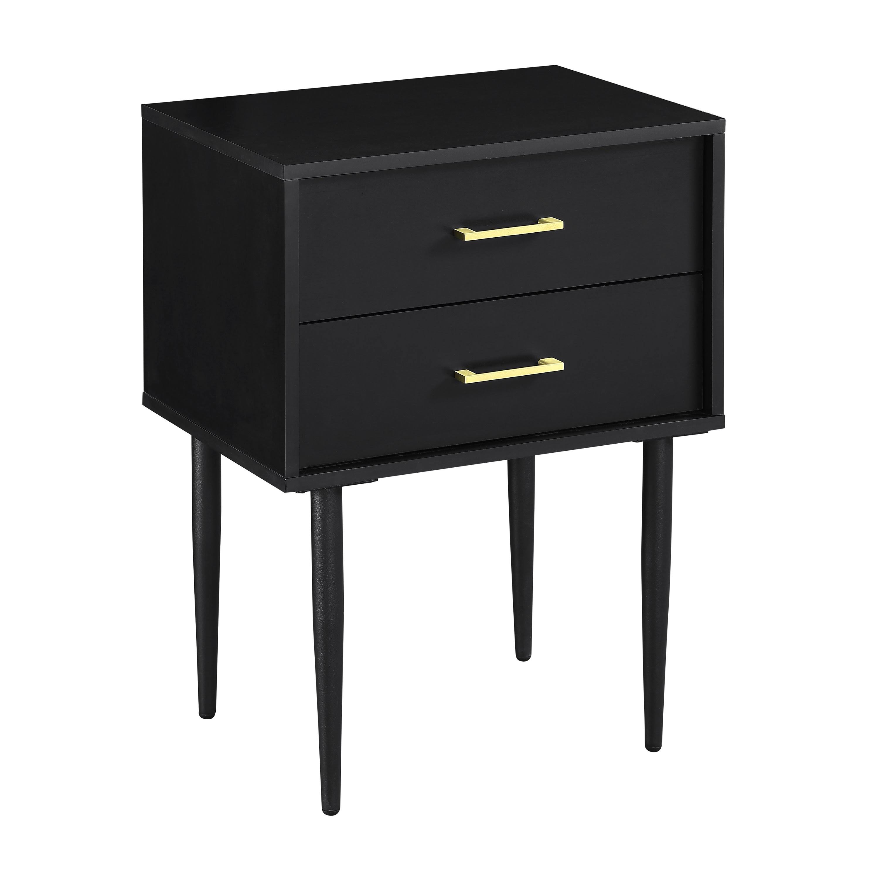 Walker Edison Olivia 2-Drawer Side Table, Black