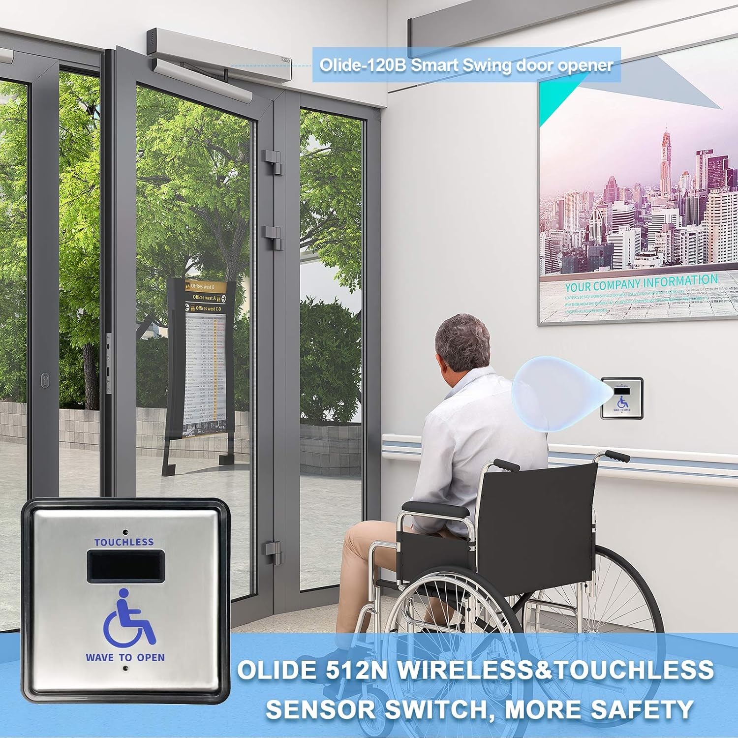 Low Energy ADA Handicap Door Opener, Pair with 2 Wireless Touchless Activation Swtiches