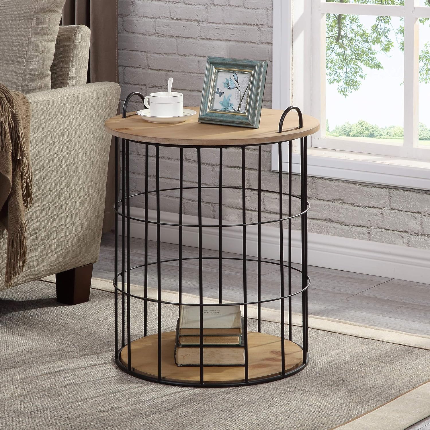 FirsTime & Co. Arborfield Basket Storage Accent Table, 23.25