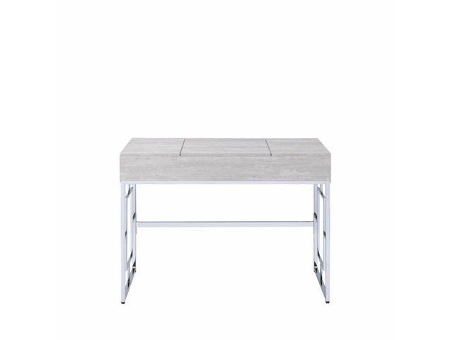 Acme Furniture Saffron Vanity Desk in Chrome and White