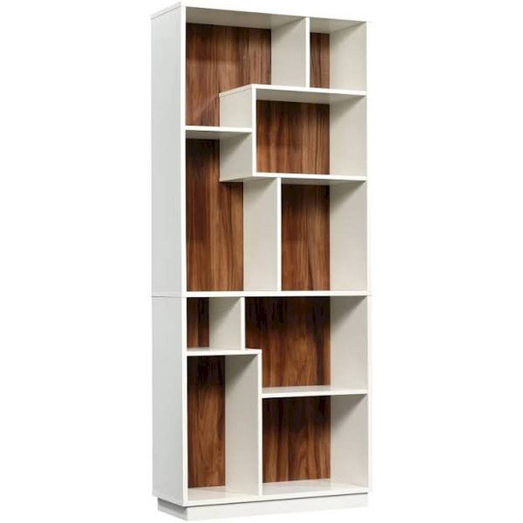 Sauder Vista Key 72x22H 9-Shelf Bookcase, Pearl Oak/Blaze Acacia