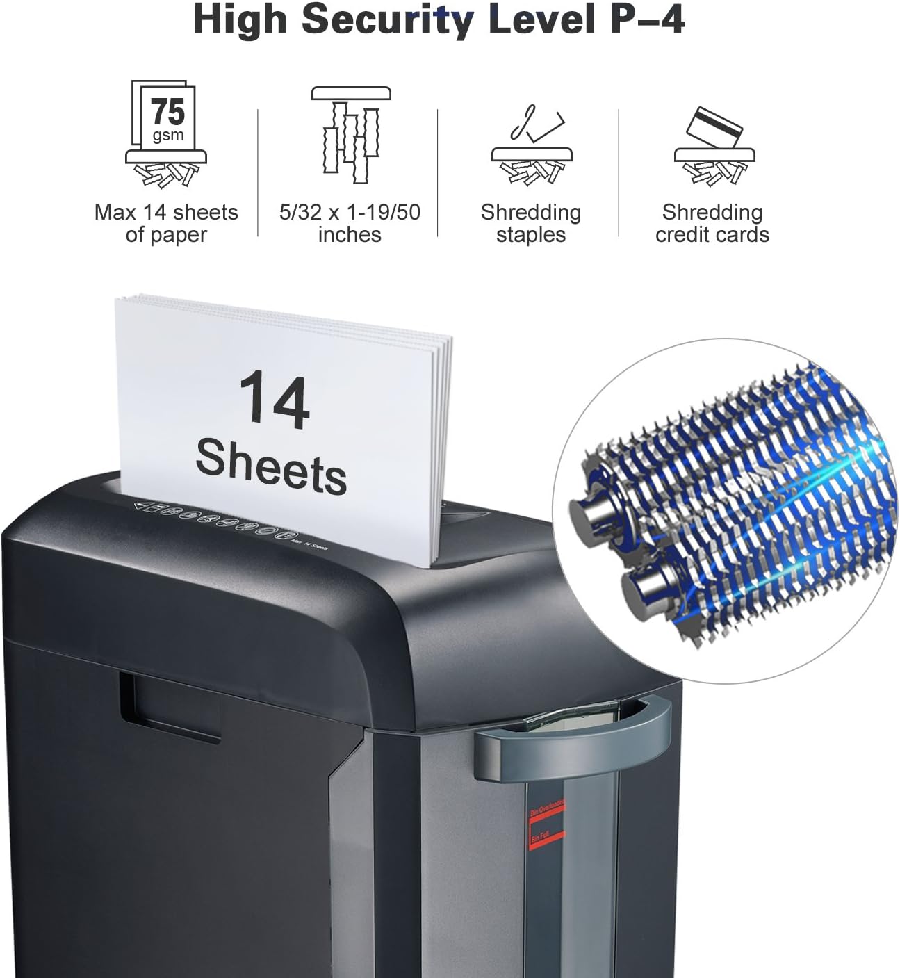 Bonsaii 14-Sheet Cross-Cut Heavy Duty Paper and Credit Card Shredder with 5 gallons Pullout Basket, Prostyle & Deskside Use（C118-C） Pack of 2