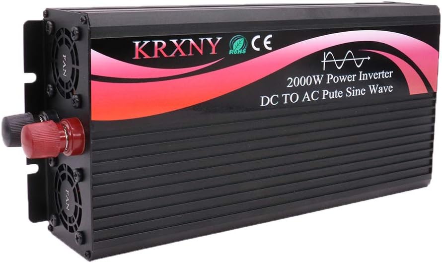 KRXNY 2000W 24V DC to 110V 120V AC 60HZ Pure Sine Wave Power Inverter Converter with LED Display for Car RV Home Solar