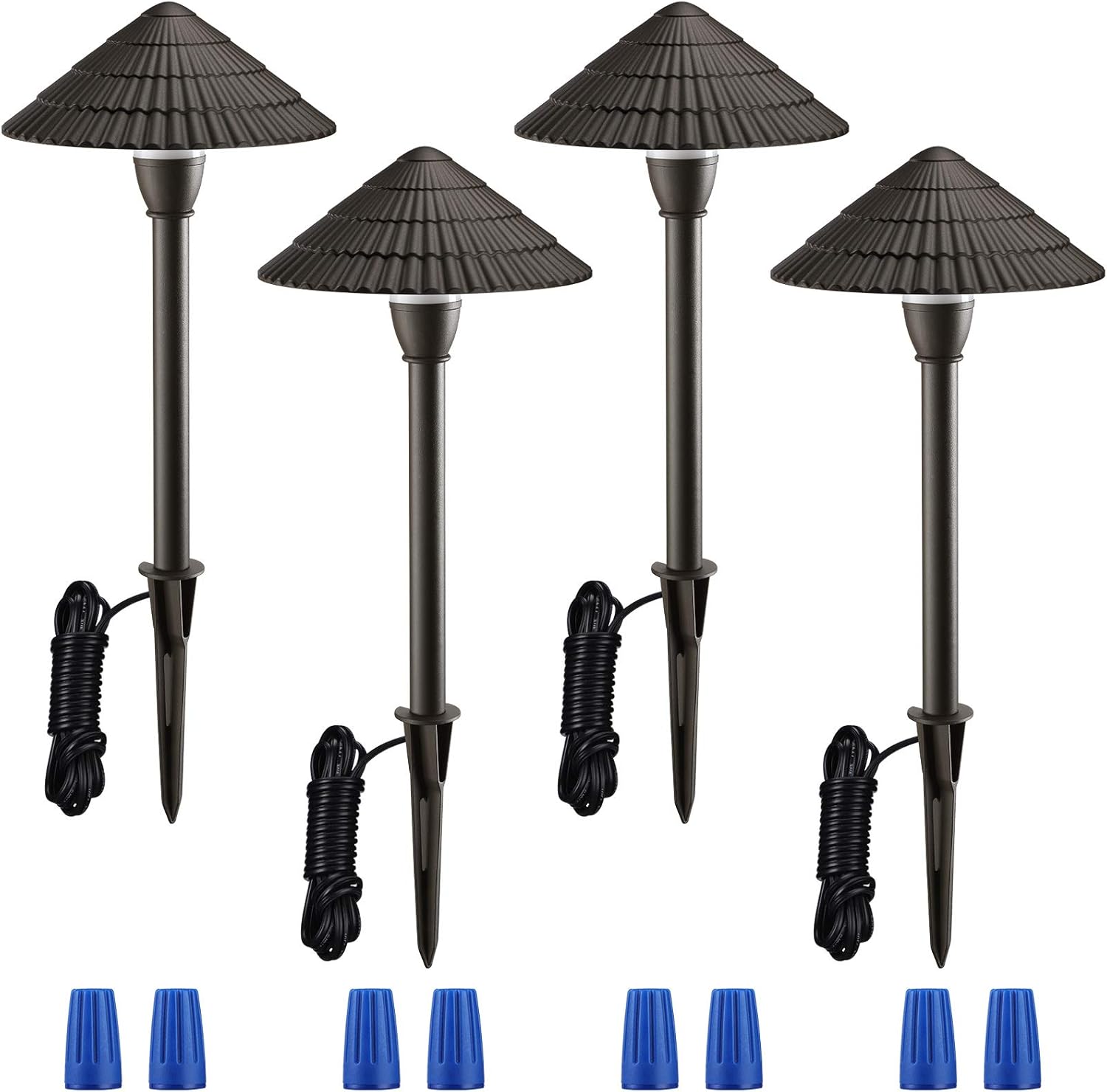 LEONLITE LED Landscape Lighting, 3W AC/DC 12V Low Voltage Pathway Lights, IP65 Waterproof Light, Non-Dimmable, ETL Listed, Bronze Aluminum Housing, 5000K Daylight, Pack of 4